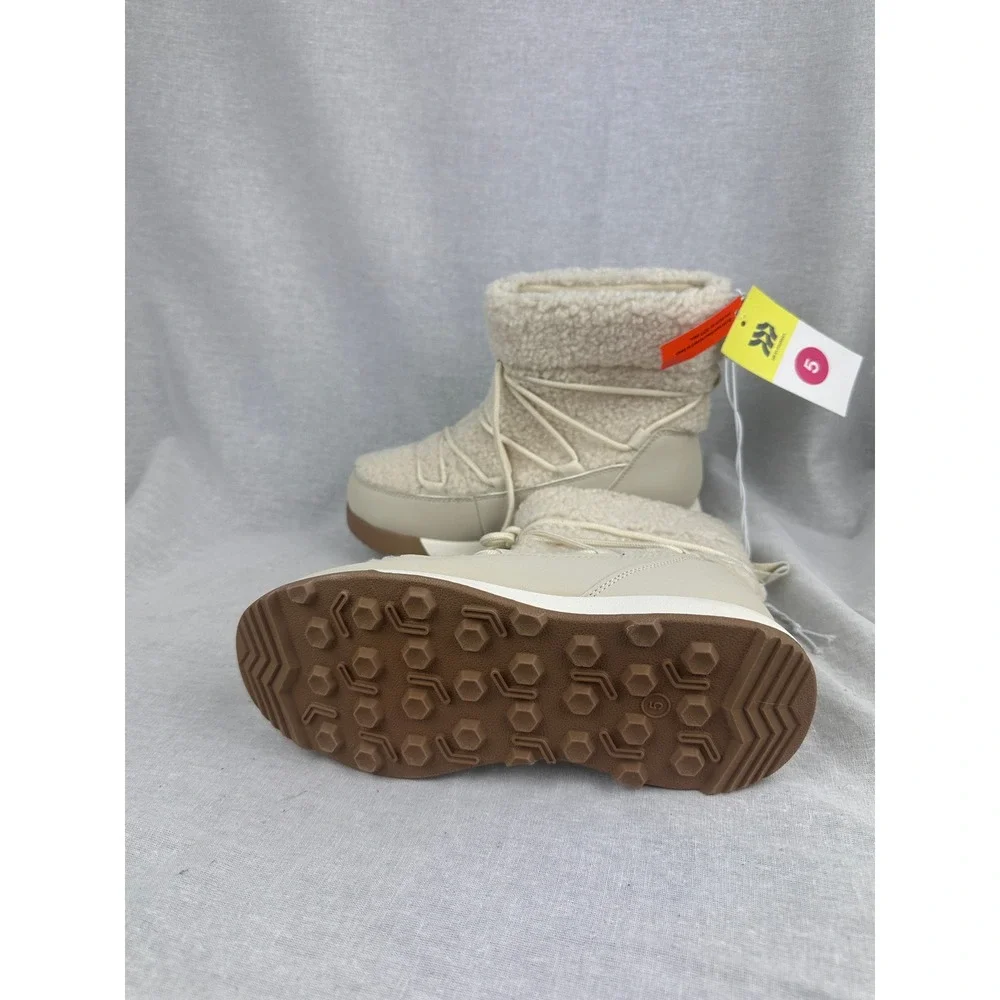 All in Motion Womens‎ Sherpa Winter Boots Cream Beige Thermolite Size 5 NEW